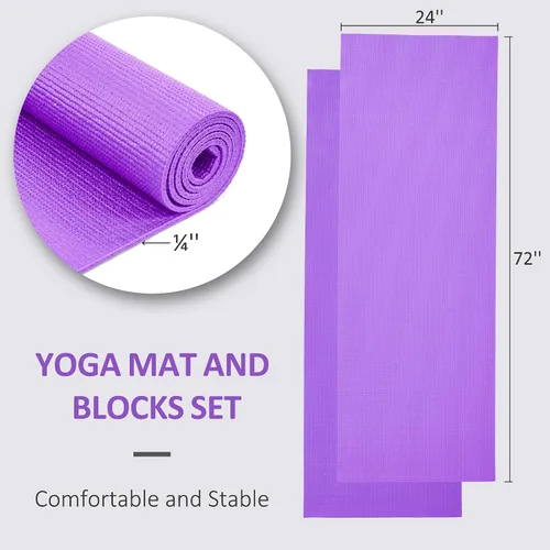 Vista 2 de Signature Fitness - Tapete de yoga multiusos de 0.25 pulgadas de grosor, alta densidad, sin desgarros, con correa y características ligeras para uso