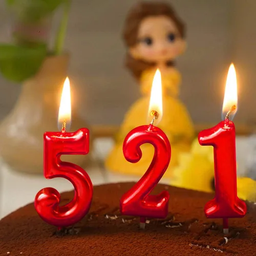 Vista 6 de NEWCANDLE - Velas de cumpleaños con purpurina roja
