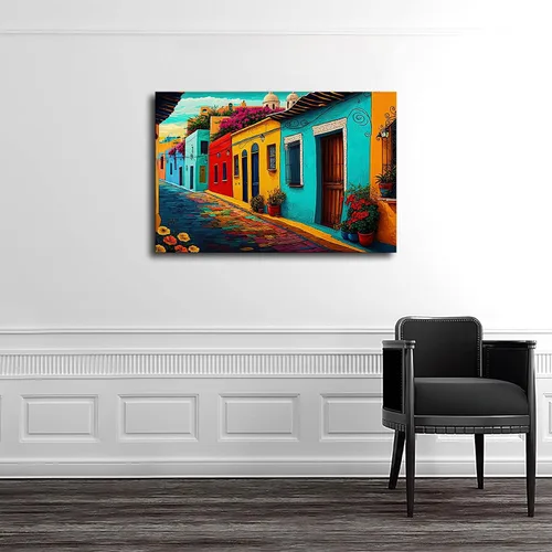 Vista 3 de Pintura de pueblo mexicano, impresiones artísticas mexicanas, decoración de arte mexicano, póster de arte mexicano, arte popular mexicano, arte
