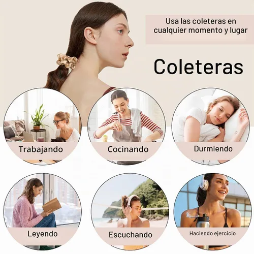 Vista 7 de Lazos pequeños para el cabello para mujer, para cabello grueso o fino, sin arrugas, soporte para cola de caballo sin dañar tu cabello 10 suave