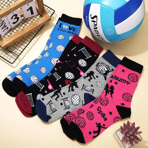Vista 3 de Vicenpal 4 pares de calcetines novedosos de fútbol americano, baloncesto, fútbol, golf, calcetines casuales de regalo, para hombres, mujeres