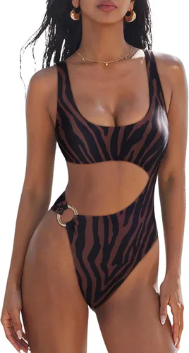 Vista 21 de SUUKSESS Traje de baño sexy de una pieza con control de abdomen para mujer