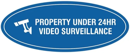 Vista 28 de Cartel de vigilancia oval PROPERTY UNDER 24HR - Negro - Pequeño (1 paquete)