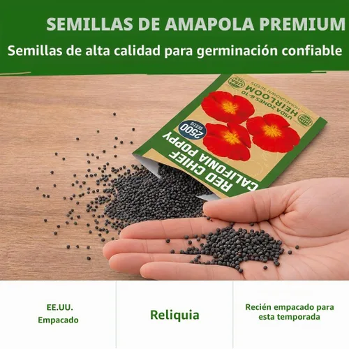 Vista 7 de HOME GROWN Red Chief California Poppy Seeds, 2500 Eschscholzia californica