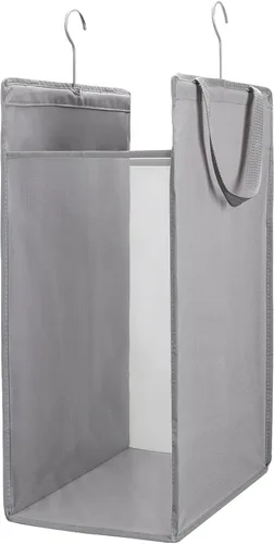 Vista 10 de Fentec Cesta colgante para la ropa sucia, cesta de lavandería colgante, bolsa delgada para ropa sucia con asas, cesta colgante portátil para Negro