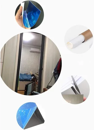 Vista 5 de Adhesivo de espejo, 20 x 40 pulgadas, autoadhesivas, hojas de espejo flexibles, azulejos de espejo de plástico, calcomanías de pared, espejo