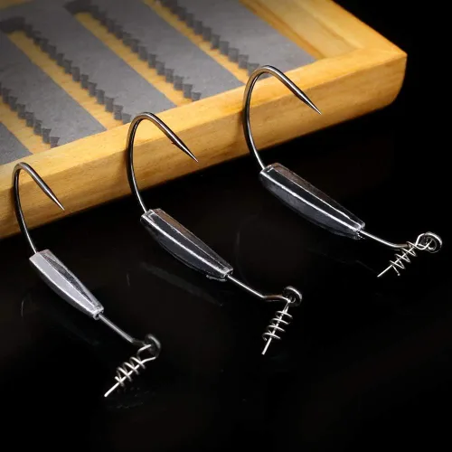 Vista 6 de Pesado-Swimbait-Hooks-Jig-Heads-Ganchos de pesca de gusano de plástico suave 3/0 4/0 5/0 paquete de 6