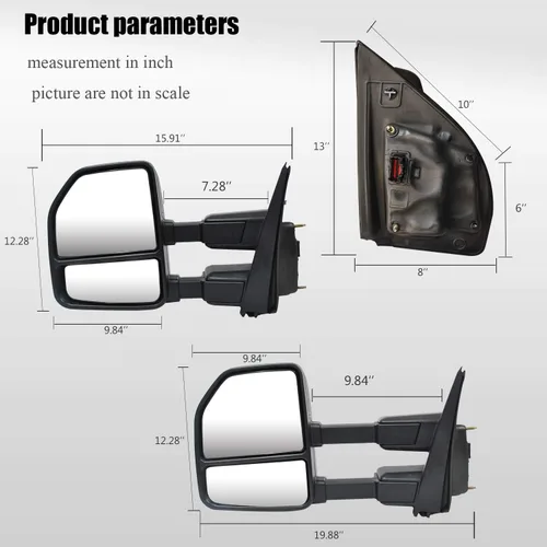 Vista 7 de WLLW Espejos de remolque del lado del conductor izquierdo para camioneta Ford F250 F350 F450 F550 Super Duty 2017 2018 2019 2020 con alimentación