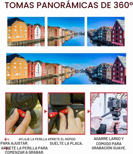Vista 7 de IFOOTAGE Cabezal de cámara de video Komodo K5S, cabezales de fluido de aluminio, cabeza de trípode estable para giro e inclinación, con placa