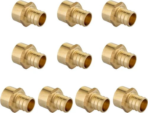 Vista 11 de Paquete de 2 adaptadores NPT hembra EFIELD Pex de 1 pulgada x 1 pulgada PEX Barb Crimp Brass Fitting, ASTM F1807-PEX1807335(2)