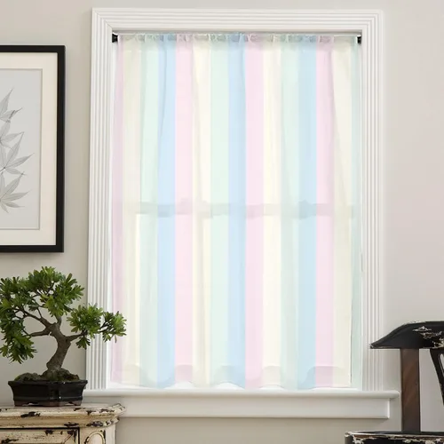 Vista 4 de Cortinas traslúcidas con rayas degradadas de 45 pulgadas de largo, semi cortinas para sala de estar, dormitorio, bolsillo para barra, cortinas