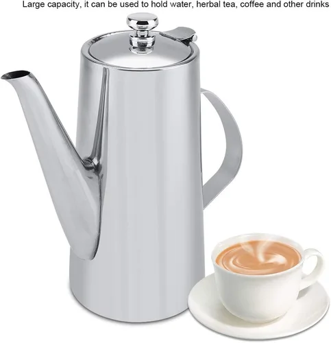 Vista 2 de Hervidor de acero inoxidable, 2L de acero inoxidable espesado, elegante tetera para té, café, agua para el hogar, restaurante #2
