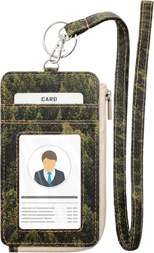 Vista 21 de Boshiho. Funda vertical, de piel, para tarjeta de identificación con cordón resistente., Negro