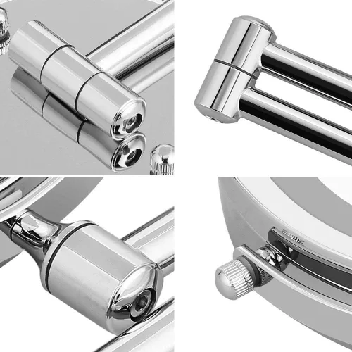 Vista 7 de Wall Mounted Lighted Vanity Mirror 8 Inch 1X/10X Magnifying Makeup Mirror Bathroom Magnifying Mirror Double Sided Swivel, Shaving Mirror Chrome