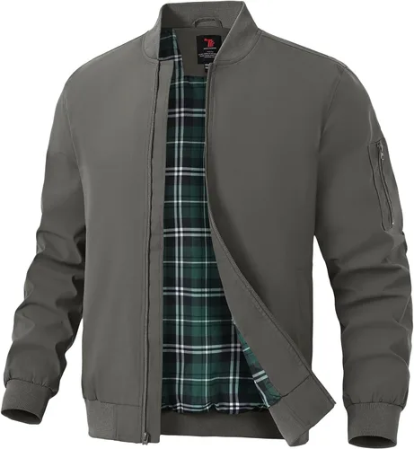 Vista 22 de TBMPOY Chaquetas ligeras para hombre, cortavientos ligeros, con cremallera completa, casual, para trabajo, golf, negocios, otoño, abrigo
