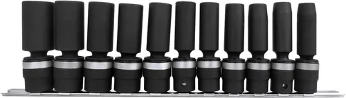 Vista 2 de Genius Tools Juego de llaves de vaso de impacto giratorias profundas de 1/2" Dr. TG-411MD de 11 piezas