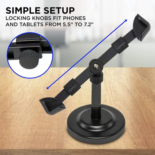 Vista 2 de LyxPro LYXATDPM - Soporte para tableta de teléfono celular, agarre con clip para mesa o escritorio, ángulo giratorio ajustable de 360 grados que se