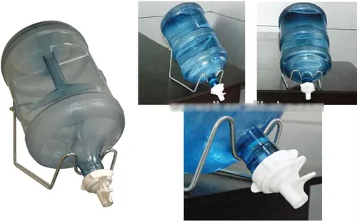 Vista 2 de AquaNation Botella de agua cromada chapada en metal plateado de 3 a 5 galones, soporte y válvula dispensadora para botellas de agua reutilizables
