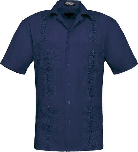 Vista 17 de Camisa cubana plisada ligera y bordada Guayabera para hombre