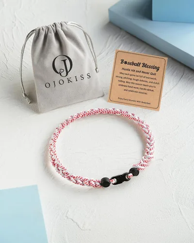 Vista 7 de Regalos de béisbol, baloncesto, fútbol, collar de béisbol, baloncesto, fútbol, cuerda trenzada de nailon para ideas de adolescentes con tarjeta
