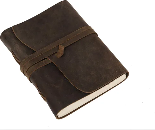 Vista 17 de Diario de viaje de cuero, cuaderno encuadernado vintage hecho a mano para hombres y mujeres, acabado antiguo, cuero de búfalo auténtico, papel