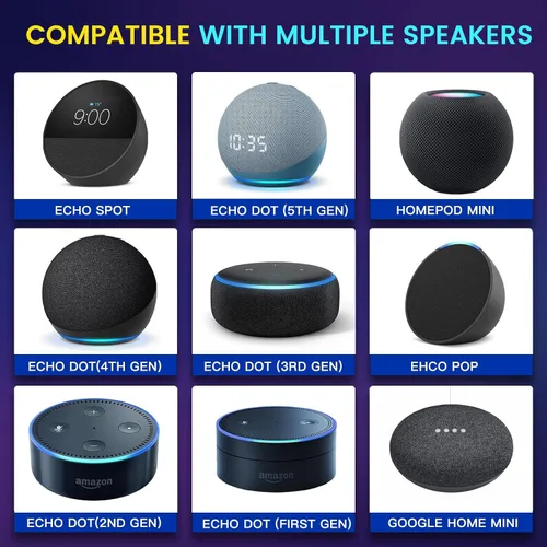 Vista 6 de Base de altavoz de luz LED Dream Color, soporte de escritorio, altavoz bajo en forma de ovni, Echo Dot compatible (5ª generación), Echo Spot