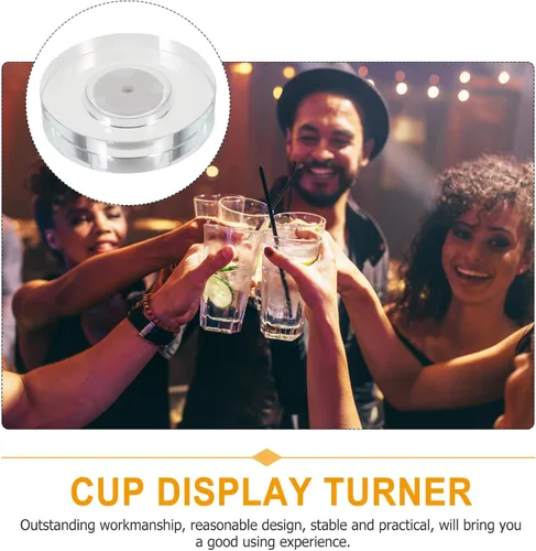 Vista 6 de HOMSFOU 2 unids soporte de lámpara giratorio LED soporte de luz acrílica LED base de vidrio base de luz LED recargable base de pantalla de cristal