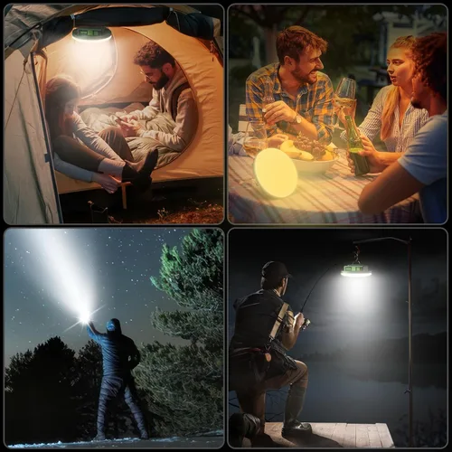 Vista 7 de Eventek Linterna de campamento de 12000 mAh, luces LED ultra brillantes con 4 modos y magnética, linterna recargable impermeable IPX5 para cortes