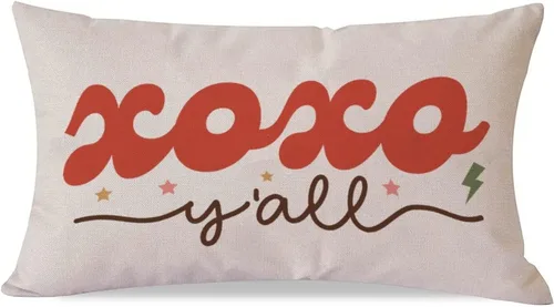 Vista 7 de XOXO - Fundas de almohada lumbares decorativas para el día de San Valentín, 12 x 20 pulgadas, de lino y algodón, para sofá, día de San Valentín