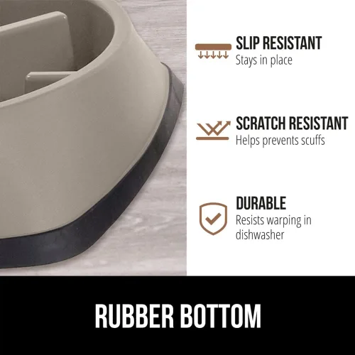 Vista 4 de GORILLA GRIP® Cuencos patentados de alimentación lenta sin BPA, juguete interactivo para perros y gatos, enriquecimiento de entrenamiento Beige