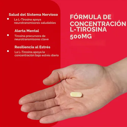 Vista 4 de GNC - L-tirosina de 500 mg, favorece la actividad normal y saludable del sistema nervioso