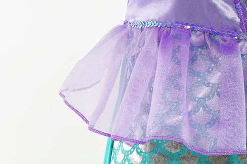 Vista 6 de Disfraz de sirena pequeña para niñas, disfraz de sirena de princesa, disfraz de Halloween para niñas pequeñas