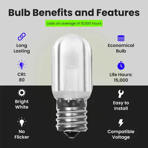 Vista 4 de Feit Electric BPT7N/SU/LED Bombilla LED no regulable, 15 W, 120 Vac, base E17 (intermedia), cálida, 80 lúmenes, color blanco