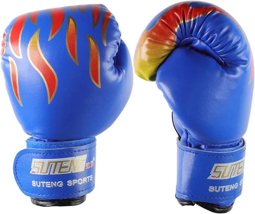 Vista 10 de Guantes de boxeo para niños, guantes de entrenamiento de piel sintética, guantes de entrenamiento de dibujos animados para niños Muay Thai