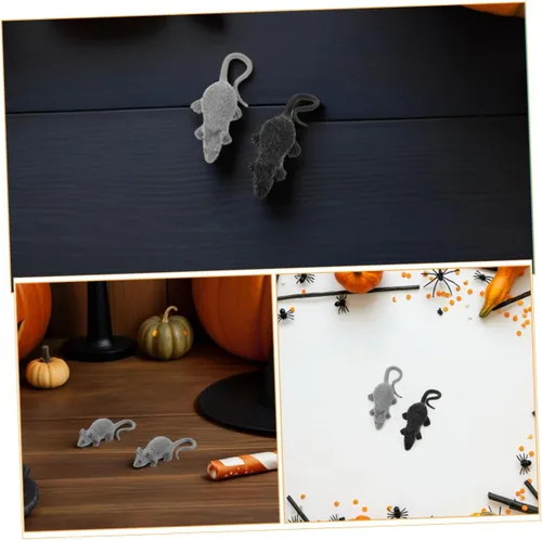 Vista 3 de Uonlytech 24pcs Realistic Fake Rat Prank Lightweight Mouse Figurines for Halloween Party Decorations Novelty Trick Joke Props Black and Gray