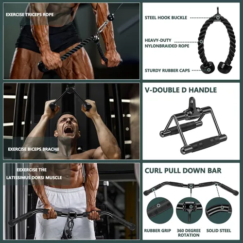 Vista 5 de Cable Machine Attachment, Cable Attachments for Gym, Gym Cable Attachments, Cable Machine Attachments Set