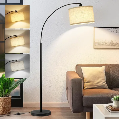 Vista 9 de Lámparas de pie de arco para sala de estar, lámpara de pie regulable con cabezal ajustable, lámpara de pie moderna con acabado negro, lámpara