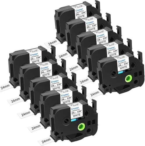 Vista 9 de Cruxer Paquete de 10 piezas de repuesto para P-Touch TZe-231 TZe231 TZ-231 0.472 in 0.47 pulgadas 1/2 cinta de etiquetas laminadas negro sobre