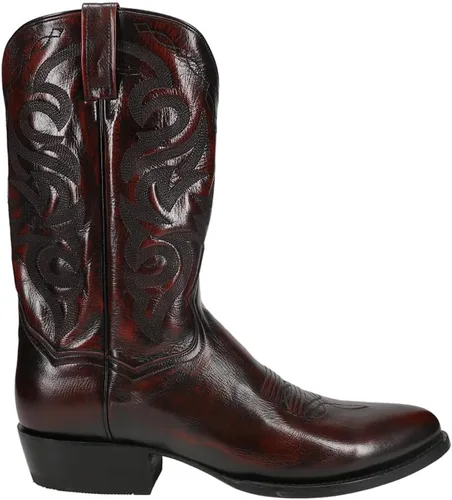 Vista 4 de Dan Post - Botas casual de puntera redonda y estrecha para hombre, con bordado, de Milwaukee, de pantorrilla media - Negro Cereza Negra
