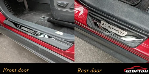 Vista 3 de Protector de rasguños para umbral de puerta de automóvil, accesorios Toyota Highlander, cubierta de placa protectora de entrada de puerta, juego