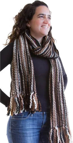 Vista 19 de Tumia LAC - Bufanda de lujo extra larga gruesa a rayas - Hecho a mano y muy cálido - Unisex