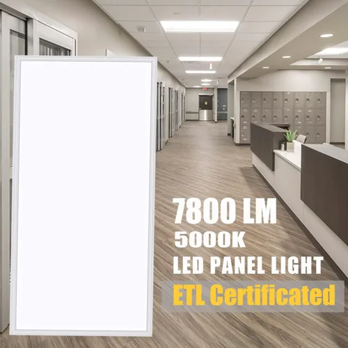 Vista 2 de Lámpara de techo LED de panel plano de 2 x 4, 7800 lúmenes, luz diurna súper brillante de 5000 K, 0-10 V regulable, certificación ETL, luz LED