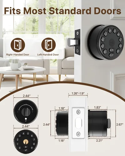 Vista 9 de Cerradura de puerta inteligente con huellas dactilares con teclado, control de aplicación, desbloqueo automático, cerrojo electrónico para puerta