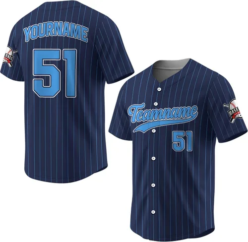 Vista 17 de Camiseta de béisbol a rayas personalizadas con logotipo de número de nombre para hombres, mujeres, jóvenes, niños, camiseta de uniforme