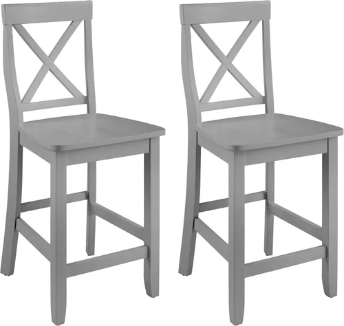 Vista 8 de Crosley Furniture - Taburetes de madera con respaldo en X, juego de 2, 24 pulgadas