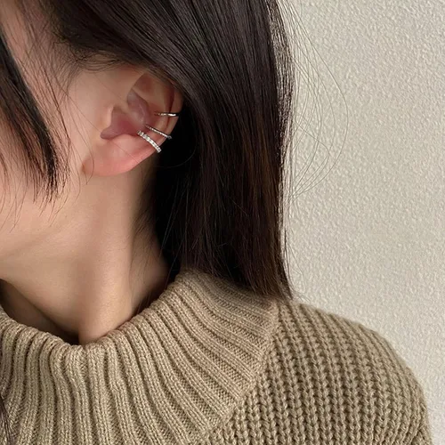 Vista 5 de Aretes de oreja de circonita cúbica sin perforación, para mujer, aretes de clip de oro de moda para mujer, regalos de moda, aretes hipoalergénicos