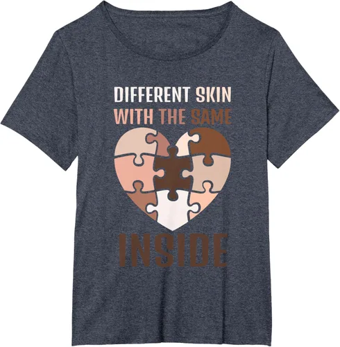 Vista 60 de Camiseta con texto en inglés "Black History Month Different Skin With The Same Love Inside