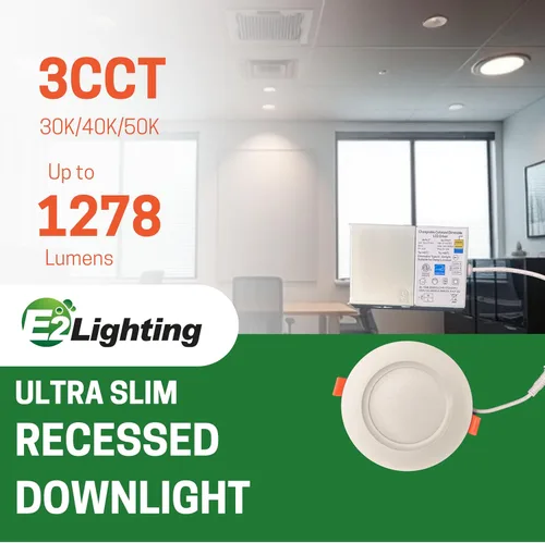 Vista 2 de E2 Lighting Luz LED empotrable de 4 pulgadas, retrofit LED empotrable de 4 pulgadas, 9W regulable delgado LED Downlight, 3CCT sintonizable