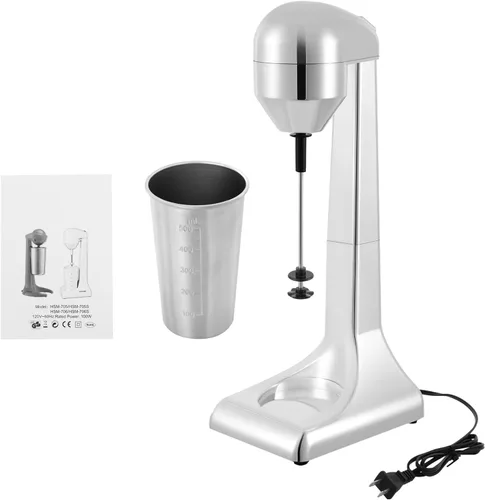 Vista 9 de Mezclador eléctrico de bebidas, mezclador retro y espumador de leche, taza de acero inoxidable de 17.7 fl oz, 2 velocidades (16,000-22,000 RPM)