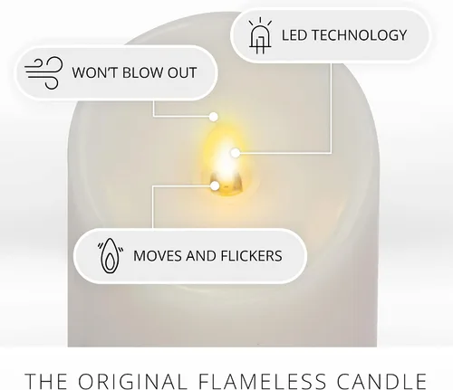 Vista 6 de Luminara Vela LED sin llama que cambia de color de 3 x 4.5 pulgadas, llama móvil de cera real, funciona con pilas con control remoto de 18 botones
